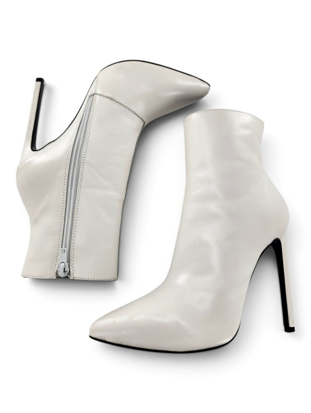 Tony Bianco Freddie White Capietto Leather Point-Toe Stilletto Heel Ankle Bootie - Picture 7 of 13